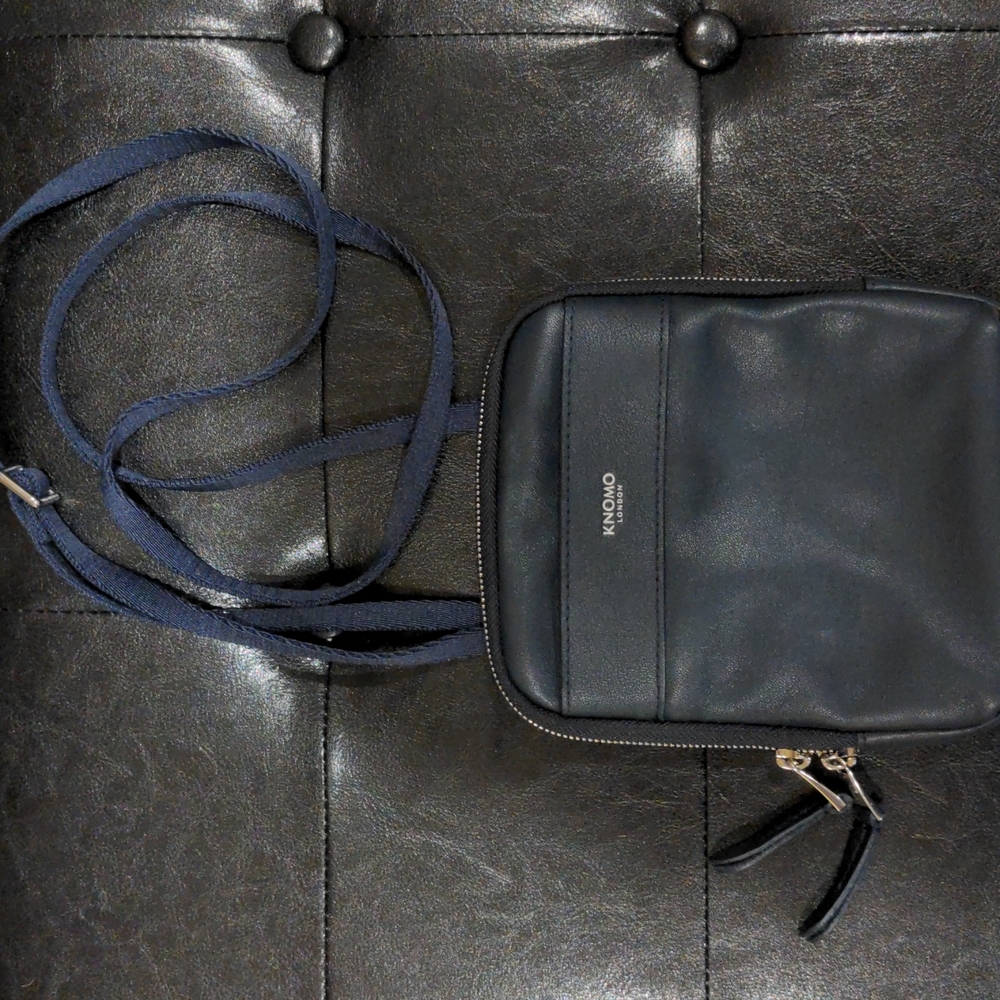 Knomo navy blue, leather crossbody purse